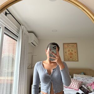 Gray Button-Up Cardigan